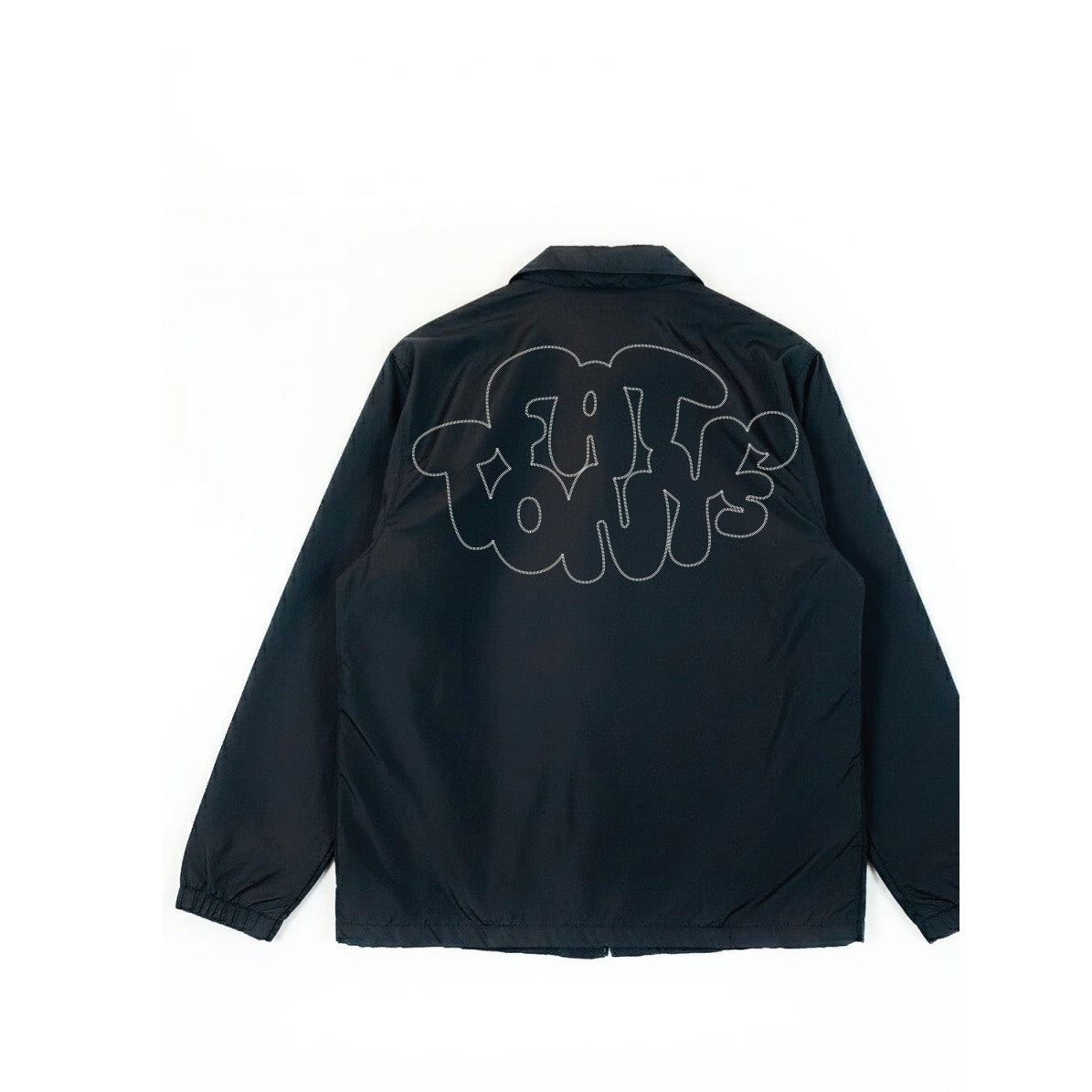 Fat Tony's Coach Jacket — Black, back with outline logo
